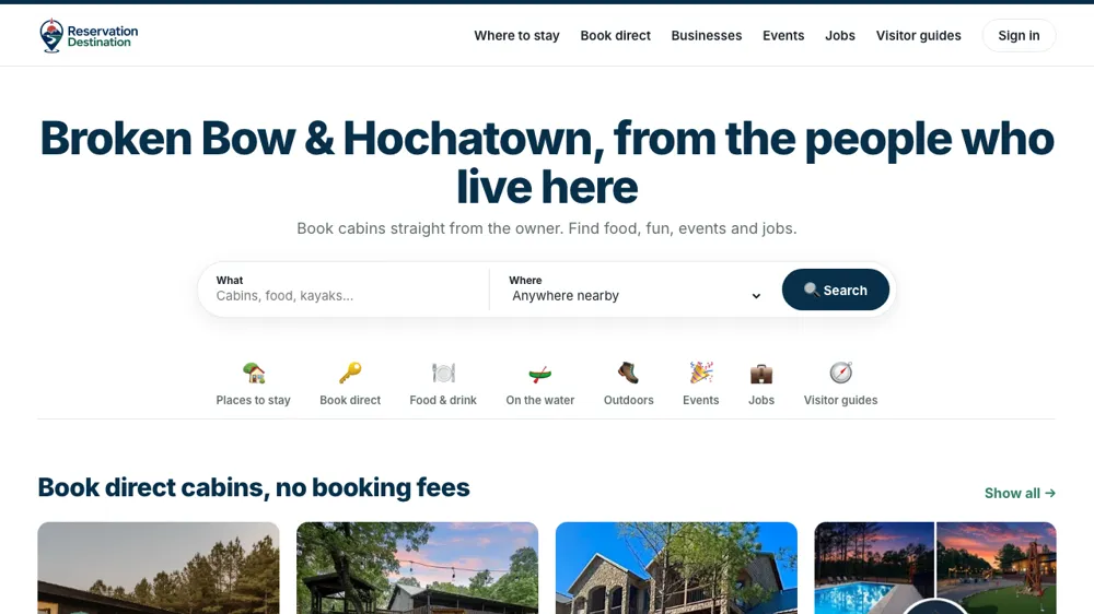 Reservation Destination website